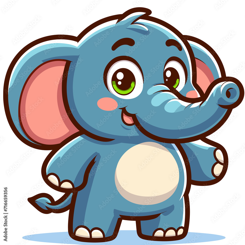 Obraz premium Elephant cartoon character, flat colors
