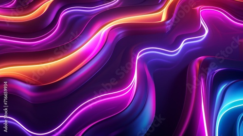 3d render, abstract background with glowing neon curvy lines. Modern wallpaper with colorful spectrum 