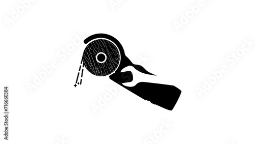 Angle grinder repairing symbol, black isolated silhouette