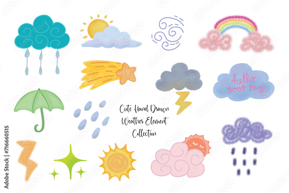 Cute Hand Drawn Weather Element Collection