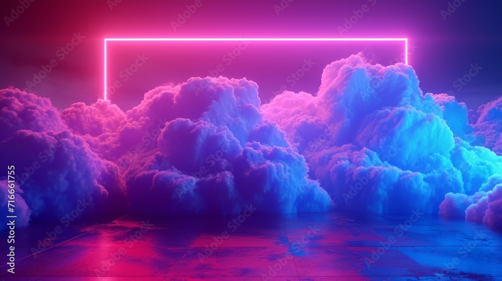 3d render, abstract stormy cloud glowing from inside with bright pink blue light. Neon background --ar 16:9 --v 6 Job ID: f1a4bf03-444c-484b-8e8d-0f1b30c2f623