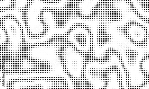 Monochrome gradient halftone style squares background. Vector illustration. Small squares. Abstract grunge dots on white background