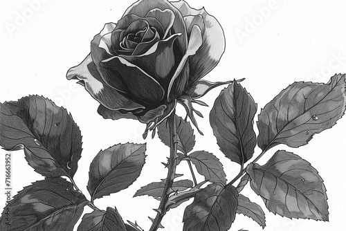 a black rose，handdraw，Japanese comics，anime style photo