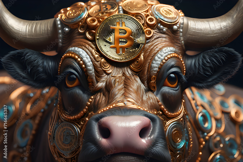 bullish divergent concept, bitcoin crypto money.