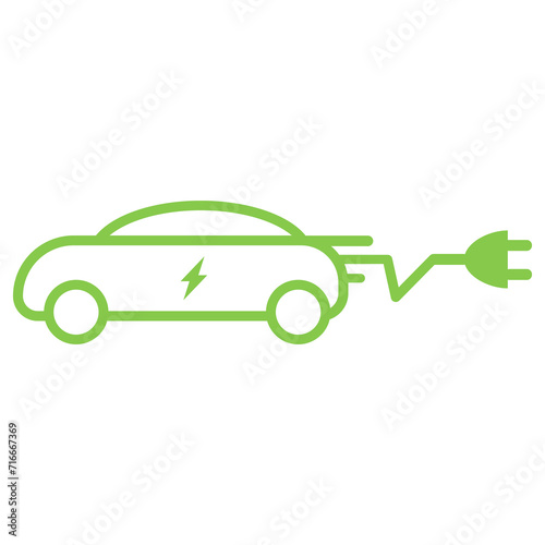 Green Electric car with plug icon symbol.EV Car isolated.Vector illustration design.