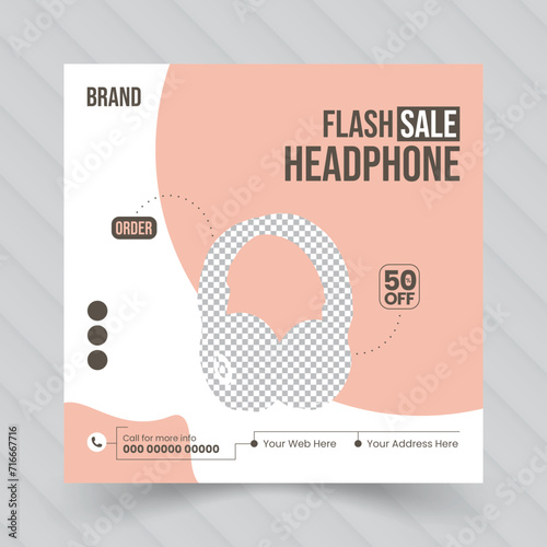 Headphone social media post template,