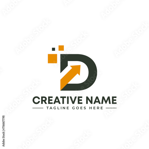 Letter D with upper arrow logo concept. financial growth up logo icon design with arrow combined for economy, finance element symbol