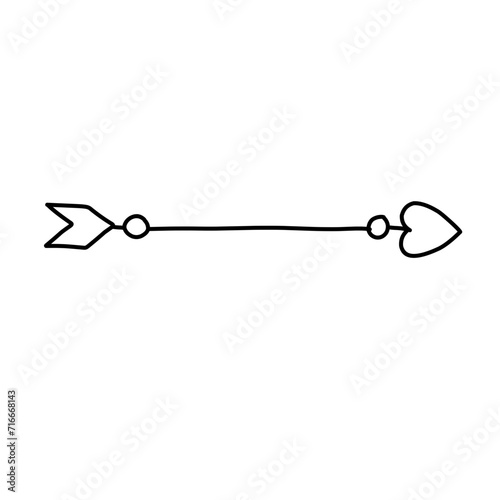 Arrow with heart, design element for Valentine's day and wedding