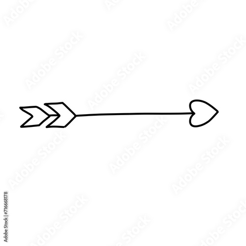 Arrow with heart, design element for Valentine's day and wedding