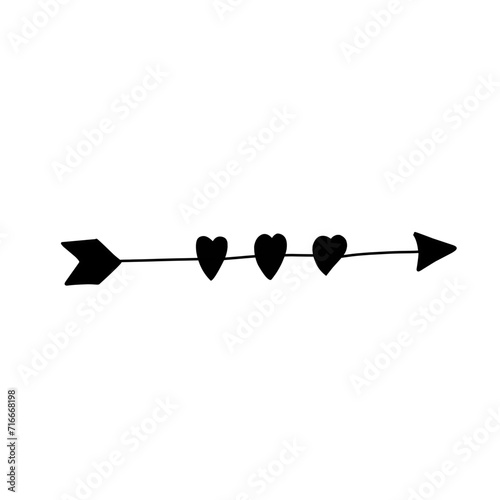 Arrow with heart, design element for Valentine's day and wedding