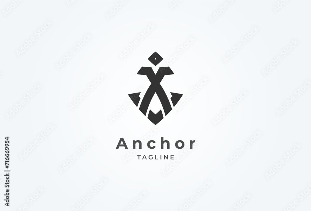 Initial X Anchor logo design. letter X with anchor combination. flat design logo template. vector illustration Initial X Anchor logo design. letter X with anchor combination. flat design logo template. vector illustration
