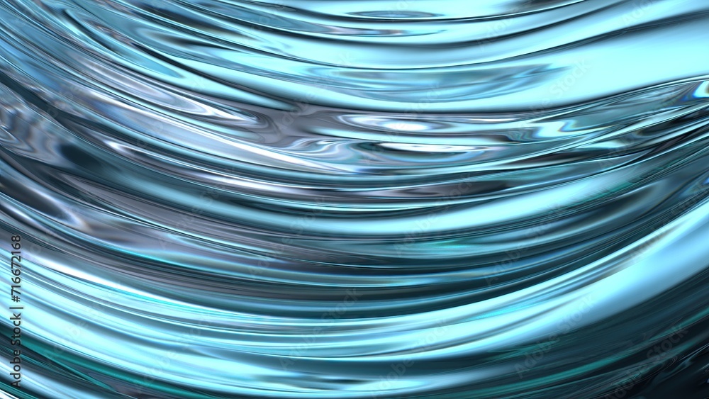 Blue Rippling Crystal Plate and Reflection Lush Fresh Elegant Modern 3D Rendering Abstract Background