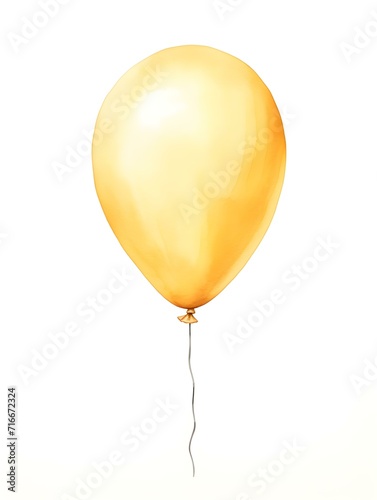 Light Yellow Balloon on a white Background. Watercolor Template for a Birthday or Greeting Card