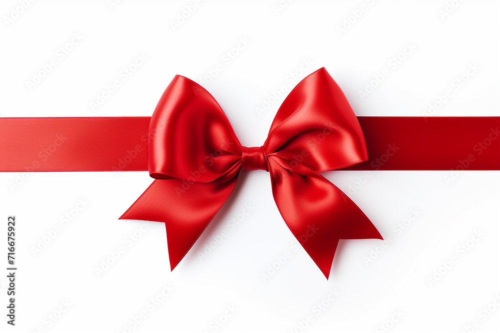 Red ribbon with bow isolated on a white background Red ribbon with bow isolated on a white background