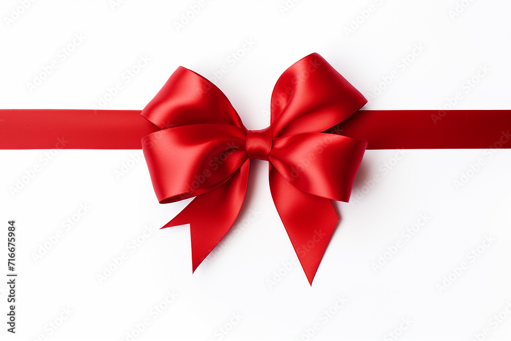 Red ribbon with bow isolated on a white background Red ribbon with bow isolated on a white background