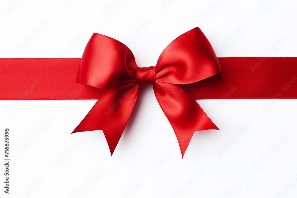 Red ribbon with bow isolated on a white background Red ribbon with bow isolated on a white background