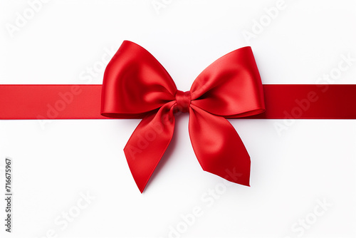 Red ribbon with bow isolated on a white background