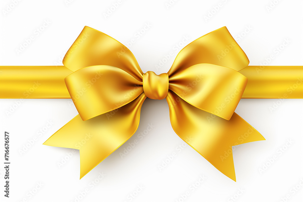 Yellow ribbon with bow isolated on a white background Yellow ribbon with bow isolated on a white background