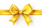 Yellow ribbon with bow isolated on a white background