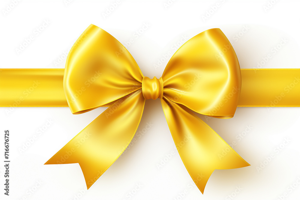 Yellow ribbon with bow isolated on a white background Yellow ribbon with bow isolated on a white background