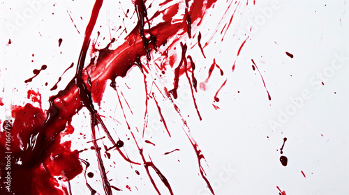 Splattering Red Ink Over Red Ink On White Background. Pouring Red Ink. Copy paste area for texture