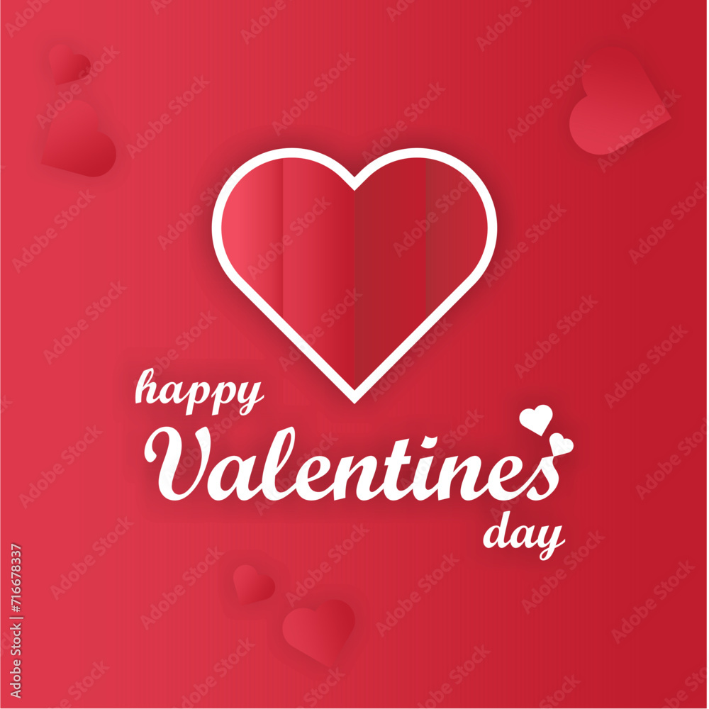 Happy Valentines Day Social Media Post Vector Template