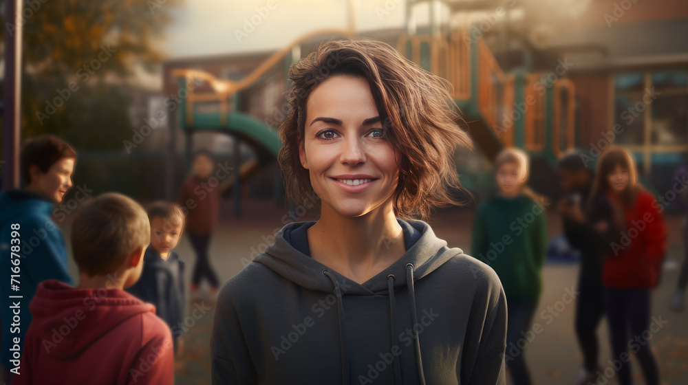 Portrait of an young attractive woman at a playground Portrait of an young attractive woman at a playground