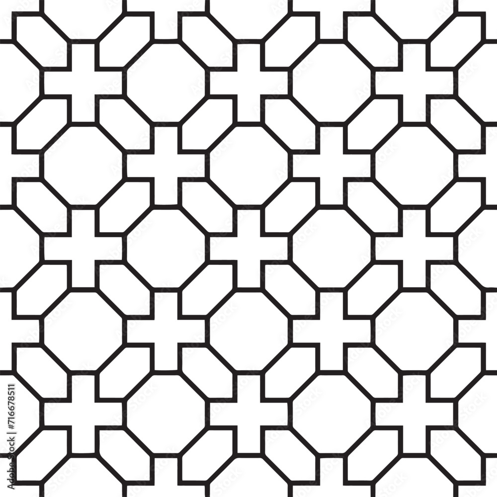 Abstract geometric pattern with lines, rhombuses A seamless vector background. Black and white texture