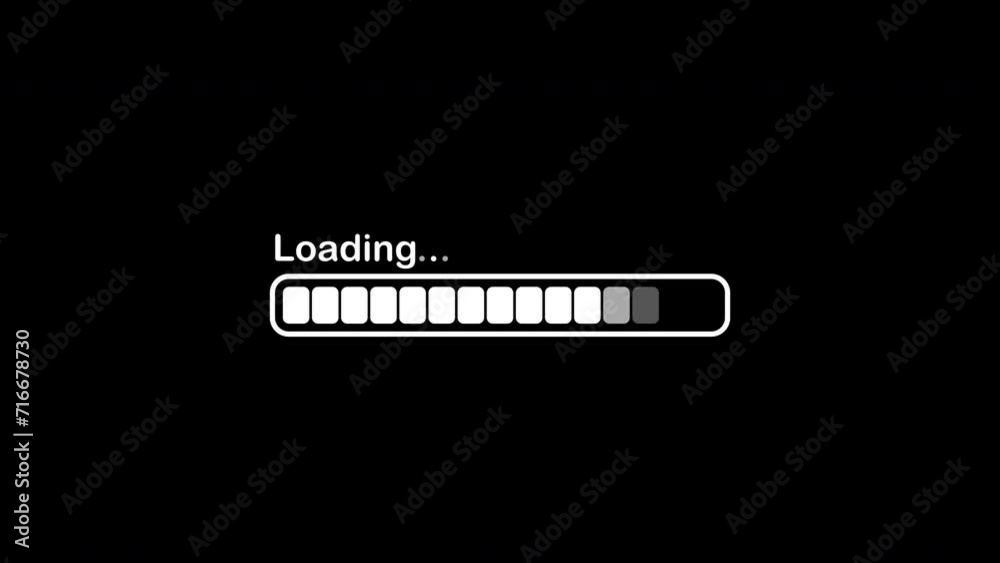 Loading Progress Bar Animation on Black Background. 4K Video.