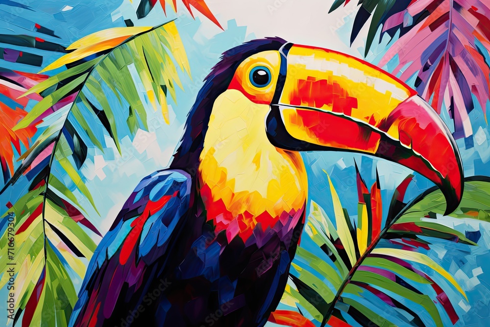 Naklejka premium colorful tropical bird jungle illustration