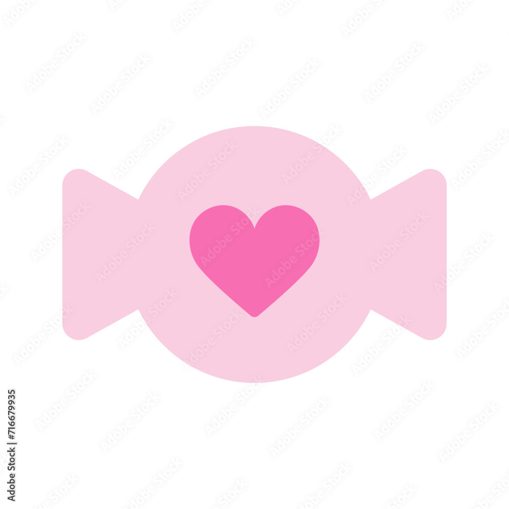 Candy with Heart. Cute Round Candy with Heart. Concept of Love, Valentine's Day, Romance. Vector illustration in Flat style Candy with Heart. Cute Round Candy with Heart. Concept of Love, Valentine's Day, Romance. Vector illustration in Flat style
