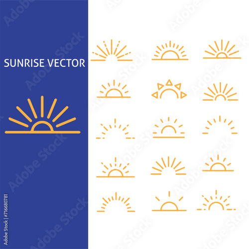 sunrise vector icons set