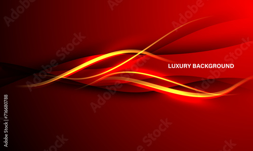 Abstract gold light curve luxury on red design modern creative background vector