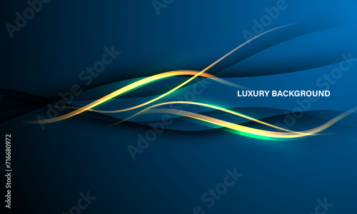 Abstract gold light curve luxury on blue design modern creative background vector
