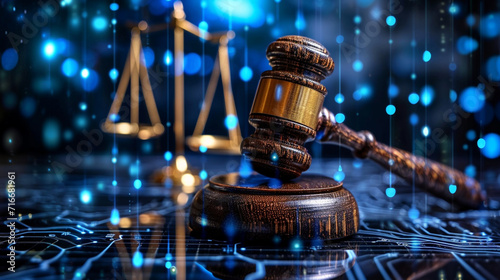 Artificial intelligence in the judiciary or justice. Generative AI photo