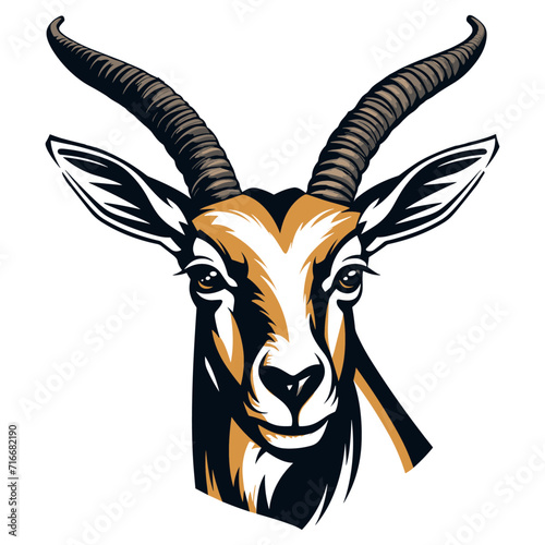springbok wearing , vintage logo line art concept black and white color