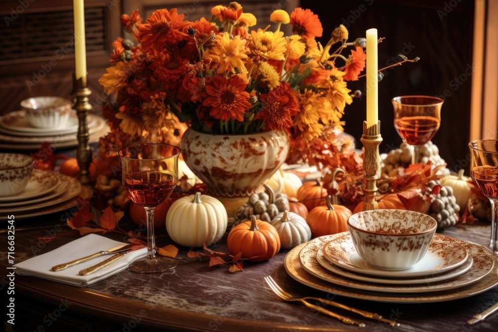 Festive Autumn Thanksgiving Table Setting