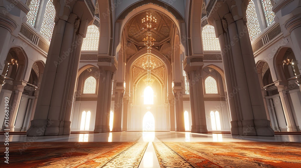 Illustration of amazing architecture design of mosque on ramadan