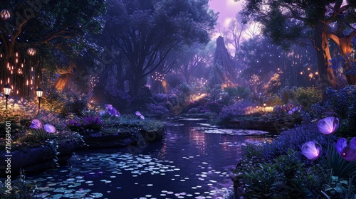 The Enchanted Garden  An Illuminated Haven at Dusk