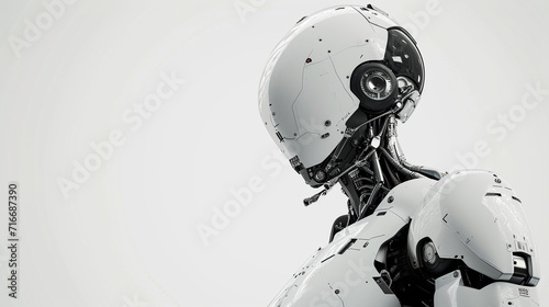 Minimalistic White Humanoid Robot with Futuristic Design background wallpaper