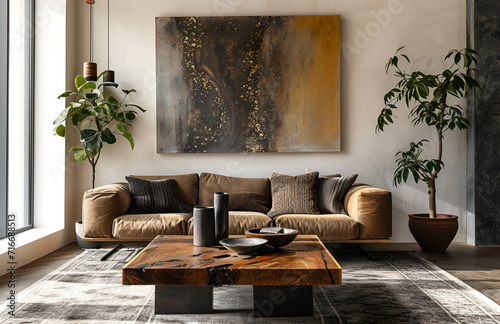 Beautiful living room, modern, stylish, armchairs, cozy sofas, pleasant atmosphere