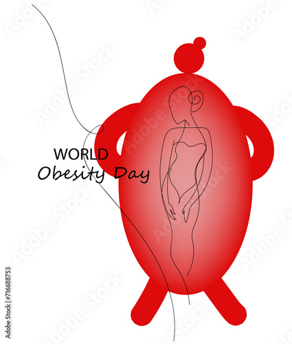  World obesity day continuous line art drawing vector illustration for social media poster banner.
