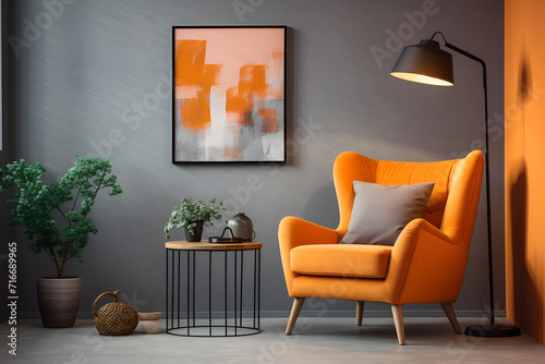Beautiful living room, modern, stylish, armchairs, cozy sofas, pleasant atmosphere © Ninna Rodrigues