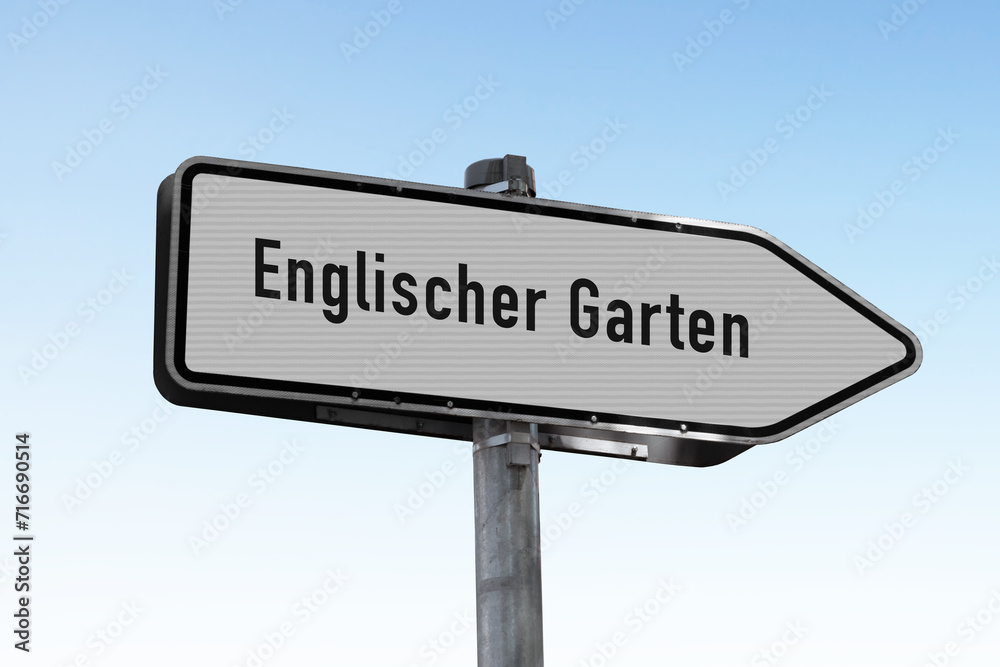 Wegweiserschild, Englischer Garten, München Wegweiserschild, Englischer Garten, München