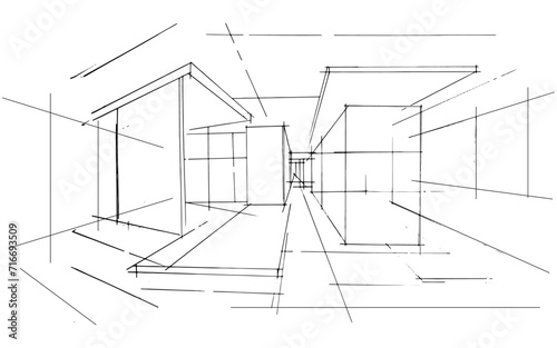 Drawing exterior and interior architectural lines. , Graphic assembly in architecture and interior design work. ,Sketch ideas for interior or exterior designs.