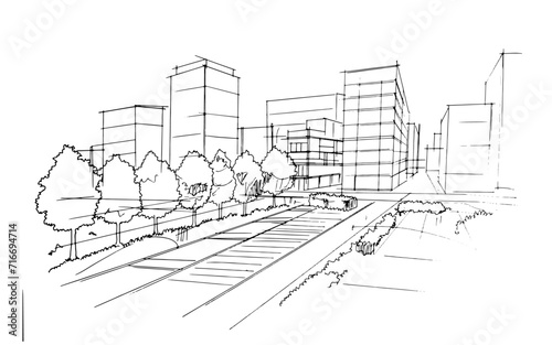Drawing exterior and interior architectural lines. , Graphic assembly in architecture and interior design work. ,Sketch ideas for interior or exterior designs.