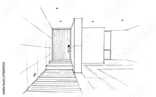 Drawing exterior and interior architectural lines. , Graphic assembly in architecture and interior design work. ,Sketch ideas for interior or exterior designs.
