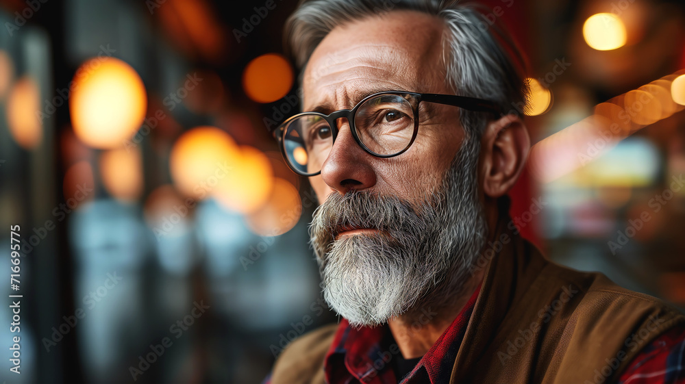 introspective senior glasses thoughtful beard introspective senior glasses thoughtful beard