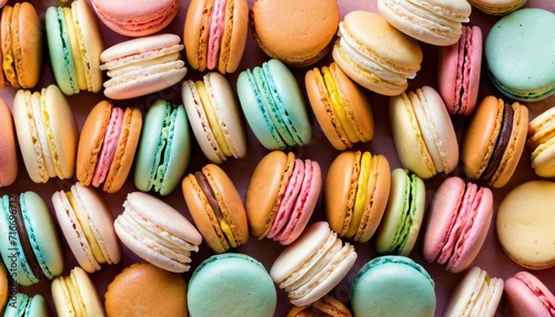  a bunch of colorful macaroons that are on a pink surface with one macaroon in the middle and one macaroni in the middle of the macaroni and one macaroni in the middle of the macaroni.