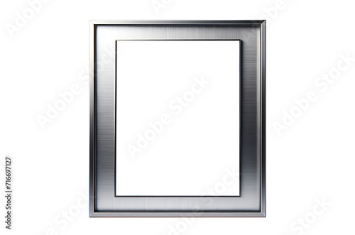 Aluminium silver photo frame mock up, transparent background PNG